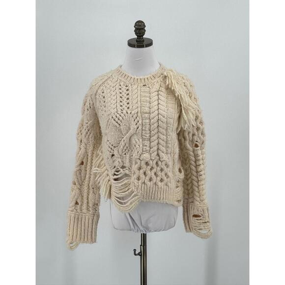 Zadig & Voltaire Cream Wool Blend Sweater S Chunky Distressed - Picture 1 of 5